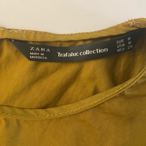 Zara Trafaluc Mustard Yellow, Short-Sleeved, 100% Cotton Skort Romper - Picture 10 of 10